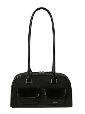 Stand Oil Chubby Bag in Black Combination Material Shoulder Bag